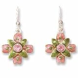 Clearly Charming October - CZ Pink Tourmaline Sterling Silver and Enamel Earrings