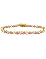 Pink Sapphire and Diamond Tennis Bracelet 18K Yellow Gold 2.00 CT TGW