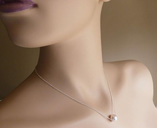 Single Floating Pearl Necklace on 14k Rose Gold Fill, 14k Yellow Gold Fill, Gunmetal Silver or Shiny Sterling Silver, 10mm Swarovski