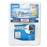 1/2 INCH BLACK ON CLEAR TAPE FOR THE BROTHER PT1130 PT1160 PT1170S PT200 PT ....