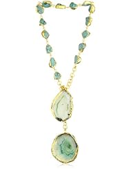 Jewelry: Zariin "Wrap and Knot with Agates" Green Agate Gold Lariat Necklace - Zariin