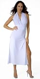 Sexy Long Evening Club Cocktail Halter Dress with Cummerbund Effect from Hot Fash Dresses - RENDEZVOUS White