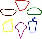 24/pk Fast Food Shaped Rubber Bands Bracelets Bands