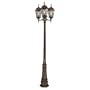 Trans Globe 4719 BRZ Watered Windows - Three Light Outdoor Pole, Brown Finish with Stained Glass