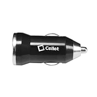 Cellet Micro Bullet Car Charger with Retractable Data Cable for Samsung, HTC, Motorola, LG, Pantech, Nokia, Blackberry, and Other Compatible Smartphones