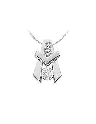 Diamond A Pendant 14K White Gold - 0.90 CT Diamonds