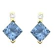 14K Yellow Gold London Blue Topaz and Diamond Earrings