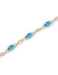 14kt Yellow Gold Oval Blue Topaz and Diamond Bracelet