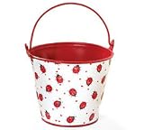 Decorative Ladybug Tin Pail For Plants, Flower, Home Decor