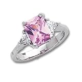 Sterling Silver Pink and clear CZ (Cubic Zirconia) Ring