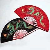 Bamboo Dragon Chinese Fighting Fan Red