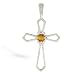 14K White Gold Genuine Round Citrine Cross Pendant