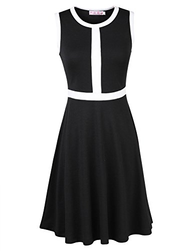 Mooncolour Women's Ladies Sleeveless Bouffancy Dresses Black White Mooncolour Women's Ladies Sleeveless Bouffancy Dresses Black White