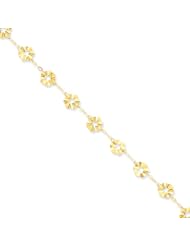 14 Karat Gold Adjustable Flower Anklet, 9 Inch