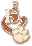 Clemson Tigers Solid 10K Gold ''I Heart'' Paw 3/4'' Enamel Pendant