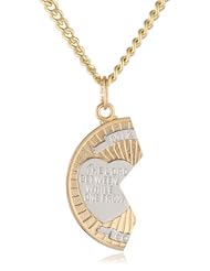 14k Gold Filled Two-Tone Round Mizpah Pendant Necklace, 24"