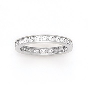 Solid 14K White Gold Cubic Zirconia Eternity Toe Ring - Size 4.5