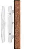 Euro - Whistler Sliding Door Handle with Oak Wood Pull in White - Finish Fits 3/15/16 CTC Screwholes