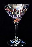 Hanukkah Happiness Design - Hand Painted -Martini - 7.5 oz.