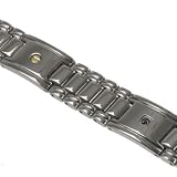 Titanium Bracelet with shiny polish includes two 14k solid gold screws and two black diamonds Width: 13.5mm Length: 8.5 (adjustable)