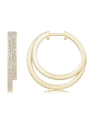 1.01 ct Twin Circle Round Diamond Hoop Earrings