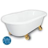 American Bath Factory B1-3700-WW-DM7-M2-35-PB-C1-CD Madeline Double Ended Clawfoot Bathtub in White,
