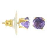 14 KT Yellow Gold Amethyst Stainless Steel Back Post 14K Stud Earrings