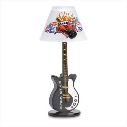 ROCK AND ROLL CANDLE LAMP WITH GUITAR BASE GLASS SHADE