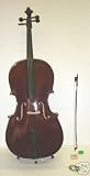 Crystalcello MC200 Ebony 1/2 Size Cello with Well-Padded Bag + Bow + Accessories