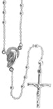 Sterling Silver 24 inch Rosary Necklace w/ 3 mm Beads