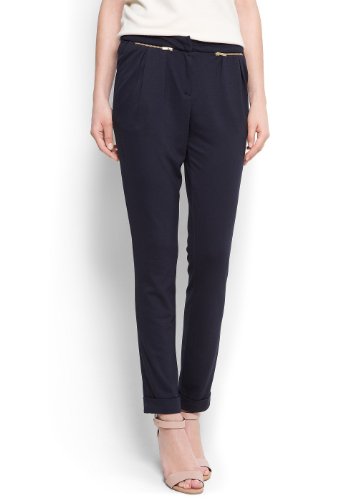 Mango Women's Stretch-Jersey Tapered Trousers, Navy, S Mango Women's Stretch-Jersey Tapered Trousers, Navy, S
