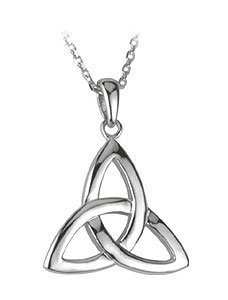 14k White Gold Large Trinity Knot Pendant Necklace 