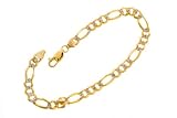 10K Two Tone Pave Figaro Bracelet