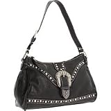 Faux Leather Western Shoulder Handbag - Black - Durango - Bandana