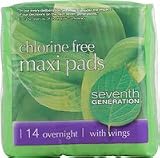 Health & Personal Care : Seventh Generation Chlorine Free Maxi Pads Overnight with Wings - 14 Pads