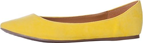 Breckelles Women's TALIA-31 Faux Suede Pointed Toe Ballet Flats Yellow 8