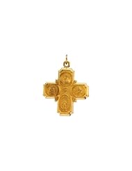 25.00x24.00 mm 4-Way Cross Medal in 14K Yellow Gold