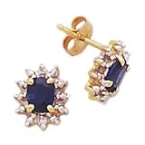 10k Gold, Diamond & Sapphire Post Earrings (0.92ctw).