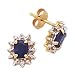 10k Gold, Diamond & Sapphire Post Earrings (0.92ctw).