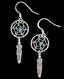 Sterling Silver and Turquoise Dreamcatcher Earrings, #tp107T