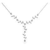 Eve's Addiction Flowering CZ Vine Sterling Silver Necklace