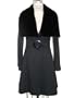 100% 17 Ounce Loro Piana Black Cashmere Fitted, Belted 3/4 Coat w/Black Sheared Mink Platter Collar
