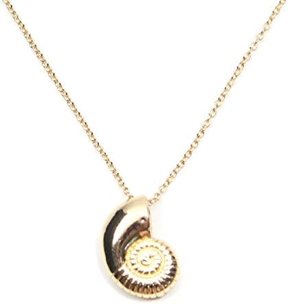 Seashell Pendant Necklace, Gold-plated Beach Fashion Costume Jewelry