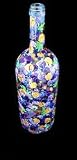 Grapes & Vines Design - Hand Painted - Wine Bottle with Hand Painted Stopper