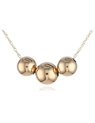 Duragold 14k Yellow Gold Three Bead Station Necklace (6 and 7mm), 18"