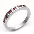14k White Gold Ruby and Diamond Channel Set Wedding Band Ring