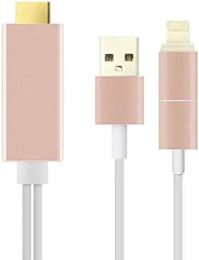 WEIAY HDMI Cable with HDTV TV Adapter USB to iPhone 5/5s/6/6s Lightning 8 Pin to HDMI Adapter-Pink