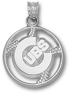 Chicago Cubs Solid Sterling Silver ''C CUBS'' Pierced Baseball Pendant