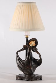 Small Art Nouveau Styled Woman Figurine Accent Table Lamp