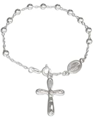 Sterling Silver 7.5 inch Beaded Rosary Bracelet